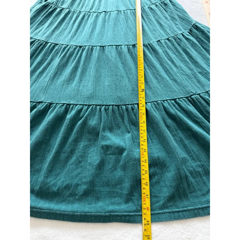 Maeve Anthropologie Gillian Teal Tiered Midi Dress Scoop Neck XL Boho Prairie